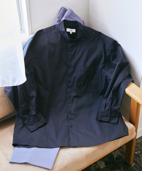 nowm（ノウム）の「【nowm】TYPEWRITER LOOSE BOX STAND COLLAR SHIRT/ タイプライター スタンドカラーシャツ（シャツ/ブラウス・メンズ・グレー/ダークネイビー・M/L）」の9枚目の写真