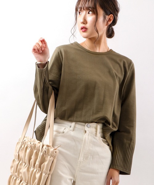 FUNALIVE(ファンアライブ)の「【Cest Tout】TCデニム風カノコプリーツカットソー(Tシャツ/カットソー・レディース・ブラック/ネイビー/カーキ・FREE)」の3枚目の写真