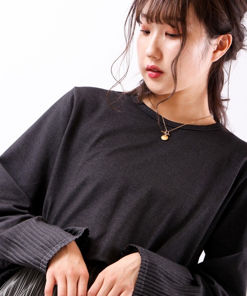 FUNALIVE(ファンアライブ)の「【Cest Tout】TCデニム風カノコプリーツカットソー(Tシャツ/カットソー・レディース・ブラック/ネイビー/カーキ・FREE)」の6枚目の写真