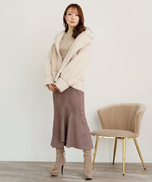 LIPSERVICE（リップサービス）の「Nuance Colorボアジャケット（ブルゾン・レディース・ブラウン/ラベンダー/ライトベージュ/ブラック・S/M）」の11枚目の写真