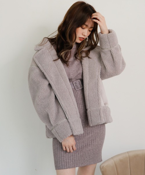 LIPSERVICE（リップサービス）の「Nuance Colorボアジャケット（ブルゾン・レディース・ブラウン/ラベンダー/ライトベージュ/ブラック・S/M）」の16枚目の写真