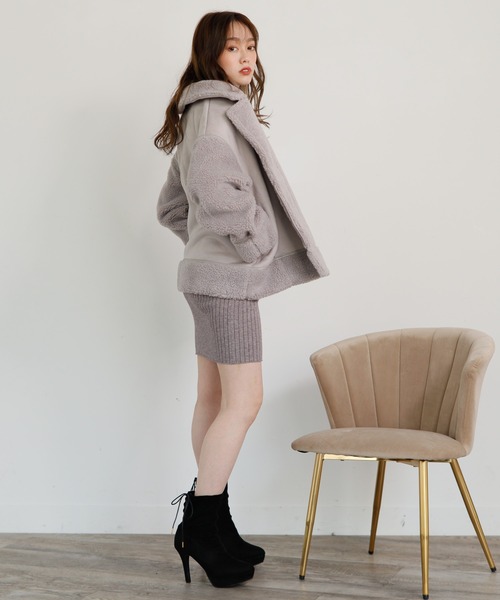 LIPSERVICE（リップサービス）の「Nuance Colorボアジャケット（ブルゾン・レディース・ブラウン/ラベンダー/ライトベージュ/ブラック・S/M）」の14枚目の写真