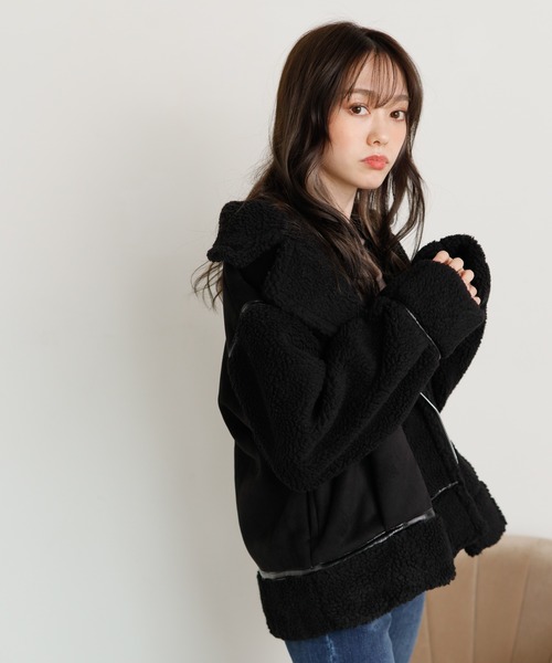 LIPSERVICE（リップサービス）の「Nuance Colorボアジャケット（ブルゾン・レディース・ブラウン/ラベンダー/ライトベージュ/ブラック・S/M）」の22枚目の写真