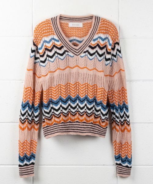me+em select(ミームセレクト)の「じぐざぐ配色オーバーウールブレンドニット【数量限定販売】(ニット/セーター・レディース・グリーン/ブルー/オレンジ・FREE)」の17枚目の写真