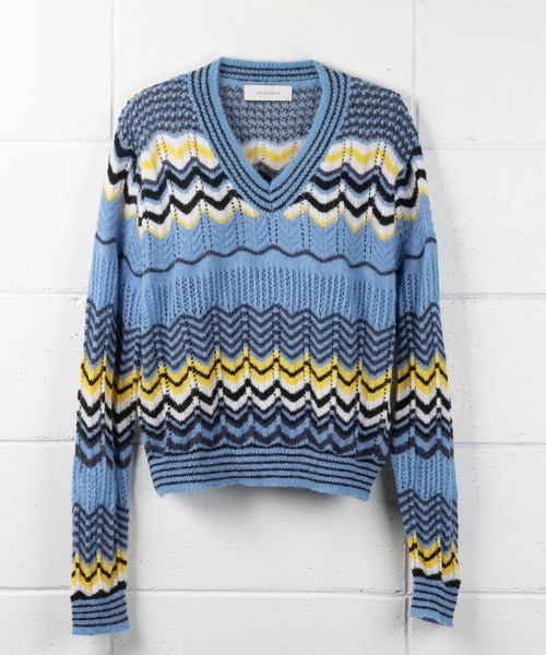 me+em select(ミームセレクト)の「じぐざぐ配色オーバーウールブレンドニット【数量限定販売】(ニット/セーター・レディース・グリーン/ブルー/オレンジ・FREE)」の22枚目の写真