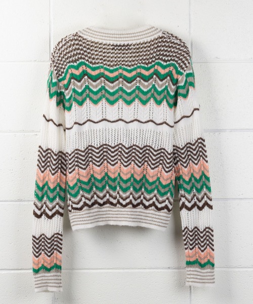 me+em select(ミームセレクト)の「じぐざぐ配色オーバーウールブレンドニット【数量限定販売】(ニット/セーター・レディース・グリーン/ブルー/オレンジ・FREE)」の20枚目の写真