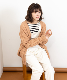 Rouge vif | ケーブルニットカーデ(カーディガン/ボレロ)