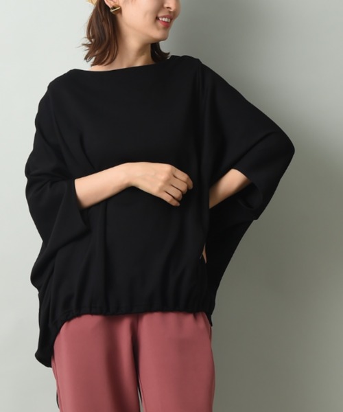 INTERPLANET（インタープラネット）の「ダンボールニットドロストプルオーバー（Tシャツ/カットソー・レディース・グレイッシュベージュ/ブラック/キャメル・FREE）」の2枚目の写真