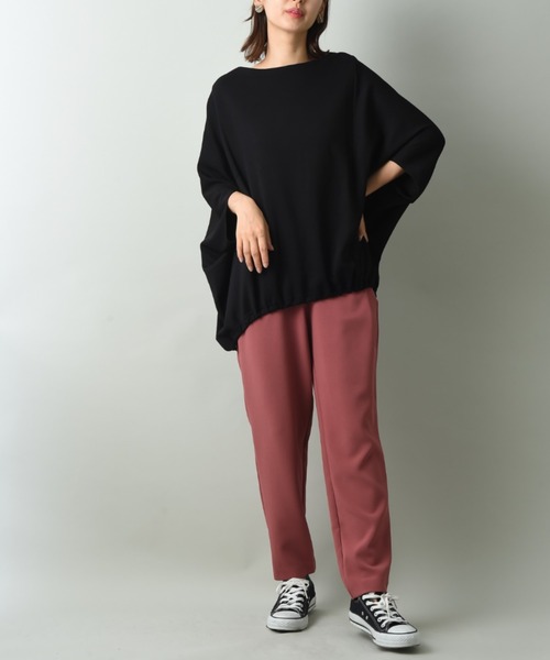 INTERPLANET（インタープラネット）の「ダンボールニットドロストプルオーバー（Tシャツ/カットソー・レディース・グレイッシュベージュ/ブラック/キャメル・FREE）」の14枚目の写真