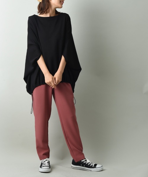 INTERPLANET（インタープラネット）の「ダンボールニットドロストプルオーバー（Tシャツ/カットソー・レディース・グレイッシュベージュ/ブラック/キャメル・FREE）」の7枚目の写真