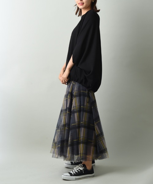 INTERPLANET（インタープラネット）の「ダンボールニットドロストプルオーバー（Tシャツ/カットソー・レディース・グレイッシュベージュ/ブラック/キャメル・FREE）」の5枚目の写真