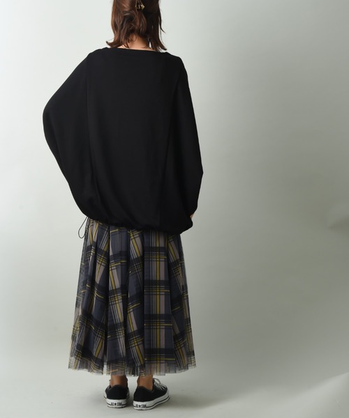 INTERPLANET（インタープラネット）の「ダンボールニットドロストプルオーバー（Tシャツ/カットソー・レディース・グレイッシュベージュ/ブラック/キャメル・FREE）」の13枚目の写真