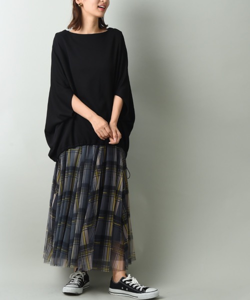 INTERPLANET（インタープラネット）の「ダンボールニットドロストプルオーバー（Tシャツ/カットソー・レディース・グレイッシュベージュ/ブラック/キャメル・FREE）」の16枚目の写真