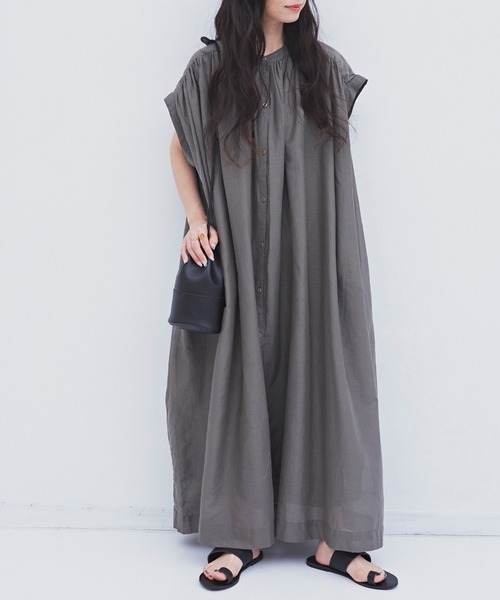 Libra Cue（リブラ キュー）の「シアーコットンボリュームワンピース（ワンピース・レディース・ベージュ/カーキ/ブラック・FREE）」の8枚目の写真