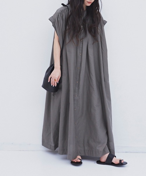 Libra Cue（リブラ キュー）の「シアーコットンボリュームワンピース（ワンピース・レディース・ベージュ/カーキ/ブラック・FREE）」の6枚目の写真