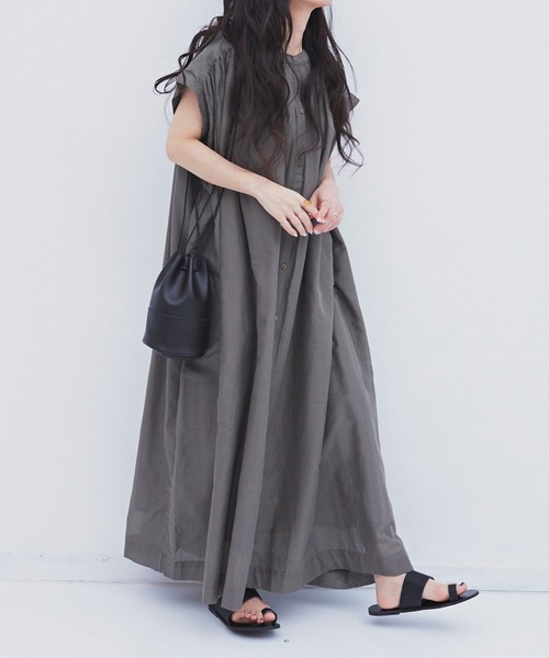 Libra Cue（リブラ キュー）の「シアーコットンボリュームワンピース（ワンピース・レディース・ベージュ/カーキ/ブラック・FREE）」の7枚目の写真