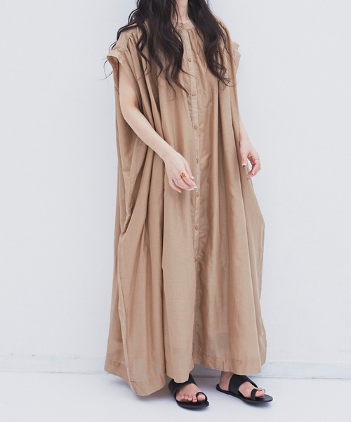 Libra Cue（リブラ キュー）の「シアーコットンボリュームワンピース（ワンピース・レディース・ベージュ/カーキ/ブラック・FREE）」の14枚目の写真