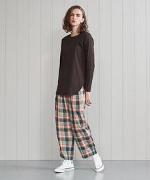 <H>CHECK TUCK TAPERED PANTS/パンツ