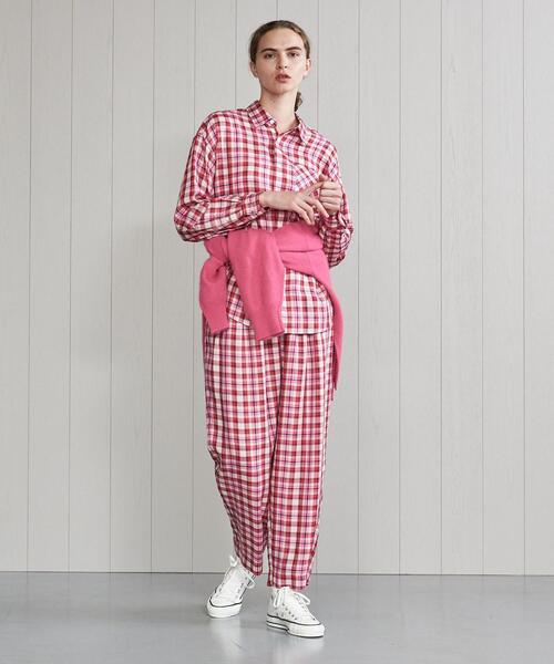 H　BEAUTY&YOUTH UNITED ARROWS（エイチビューティーアンドユースユナイテッドアローズ）の「＜H＞CHECK TUCK TAPERED PANTS/パンツ（その他パンツ・レディース・オリーブ/ピンク・S/M）」の5枚目の写真