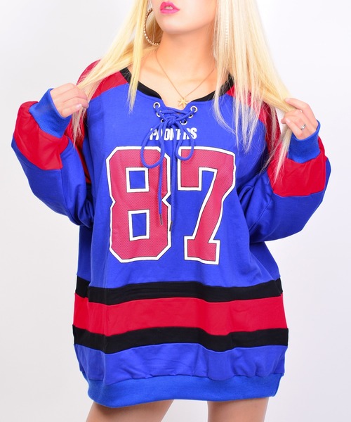 babyShoop(ベイビーシュープ)の「ナンバリング長袖TOPS(スウェット・レディース・ホワイト/ブラック/ブルー/レッド/ピンク・FREE)」の1枚目の写真