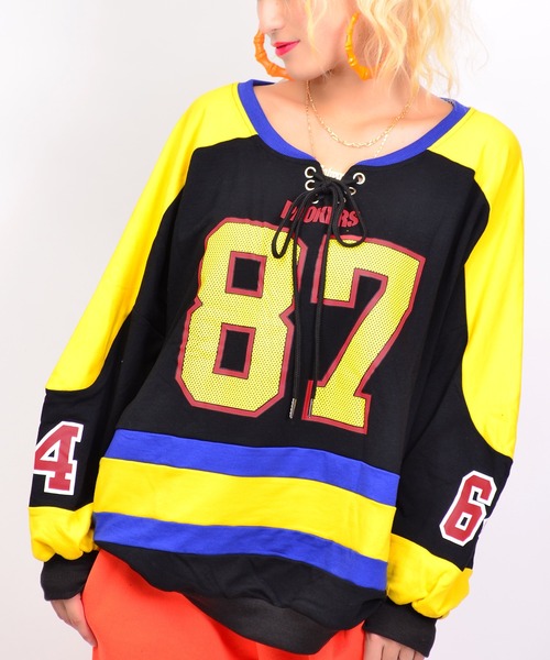 babyShoop(ベイビーシュープ)の「ナンバリング長袖TOPS(スウェット・レディース・ホワイト/ブラック/ブルー/レッド/ピンク・FREE)」の3枚目の写真