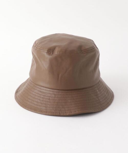 green label relaxing（グリーンレーベルリラクシング）の「＜green label relaxing＞フェイクレザー バケットハット（ハット・メンズ・ブラック/モカ・FREE）」の2枚目の写真