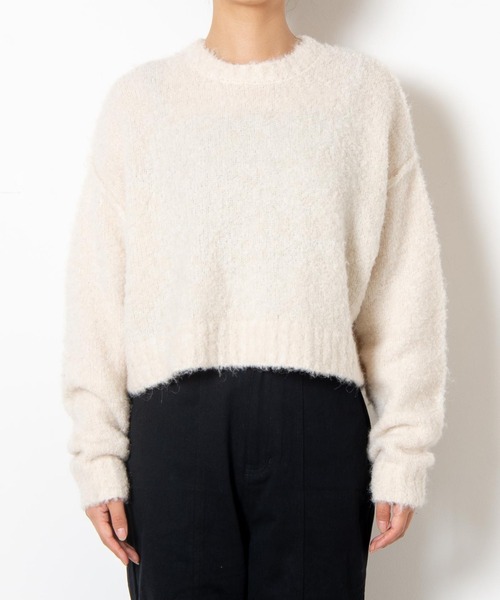 WEGO（ウィゴー）の「WEGO/モヘアライクショートニット（ニット/セーター・レディース・オフホワイト/オレンジ/サックスブルー・FREE）」の19枚目の写真