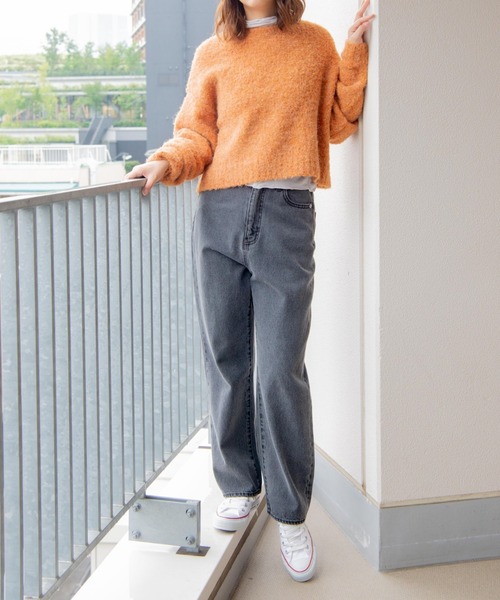 WEGO（ウィゴー）の「WEGO/モヘアライクショートニット（ニット/セーター・レディース・オフホワイト/オレンジ/サックスブルー・FREE）」の15枚目の写真