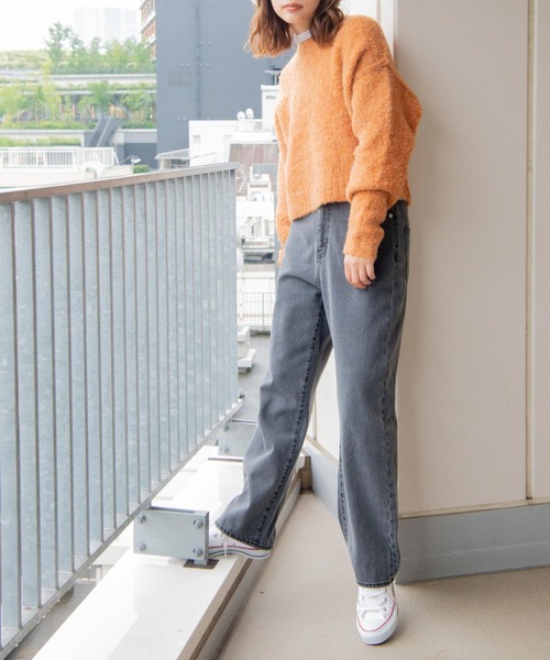 WEGO（ウィゴー）の「WEGO/モヘアライクショートニット（ニット/セーター・レディース・オフホワイト/オレンジ/サックスブルー・FREE）」の16枚目の写真