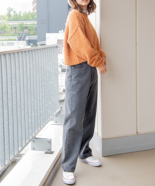 WEGO（ウィゴー）の「WEGO/モヘアライクショートニット（ニット/セーター・レディース・オフホワイト/オレンジ/サックスブルー・FREE）」の18枚目の写真