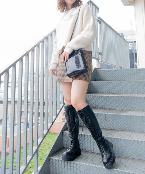 WEGO（ウィゴー）の「WEGO/モヘアライクショートニット（ニット/セーター・レディース・オフホワイト/オレンジ/サックスブルー・FREE）」の13枚目の写真