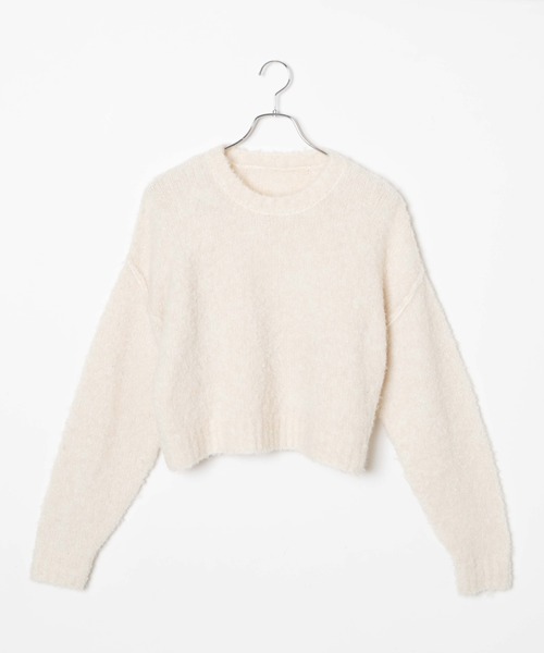 WEGO（ウィゴー）の「WEGO/モヘアライクショートニット（ニット/セーター・レディース・オフホワイト/オレンジ/サックスブルー・FREE）」の5枚目の写真