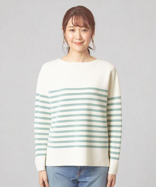 closet story（クローゼットストーリー）の「＜closet story＞ボーダー ニット プルオーバー -ウォッシャブル-（ニット/セーター・レディース・ホワイト/ブラック/ネイビー・FREE）」の4枚目の写真