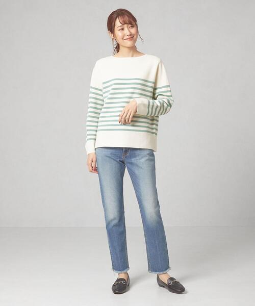 closet story（クローゼットストーリー）の「＜closet story＞ボーダー ニット プルオーバー -ウォッシャブル-（ニット/セーター・レディース・ホワイト/ブラック/ネイビー・FREE）」の5枚目の写真