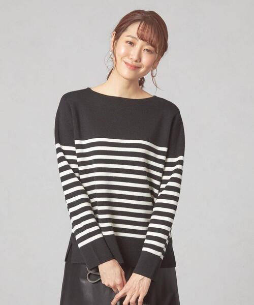 closet story（クローゼットストーリー）の「＜closet story＞ボーダー ニット プルオーバー -ウォッシャブル-（ニット/セーター・レディース・ホワイト/ブラック/ネイビー・FREE）」の10枚目の写真