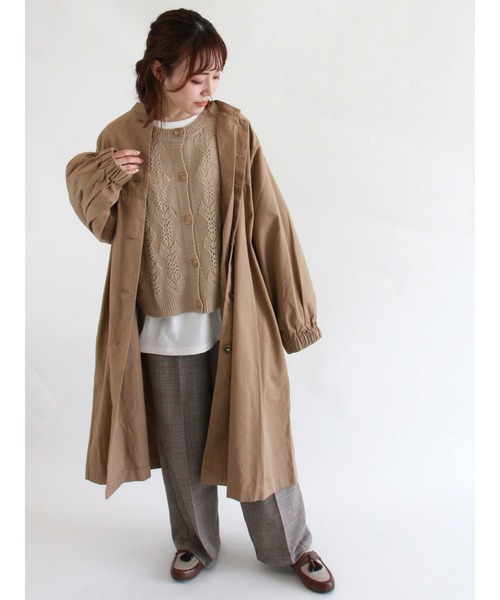 ehka sopo（エヘカソポ）の「透かし編みクルーカーディガン（カーディガン/ボレロ・レディース・ダークブラウン/ベージュ/グレー/キナリ・ﾌﾘ-）」の19枚目の写真