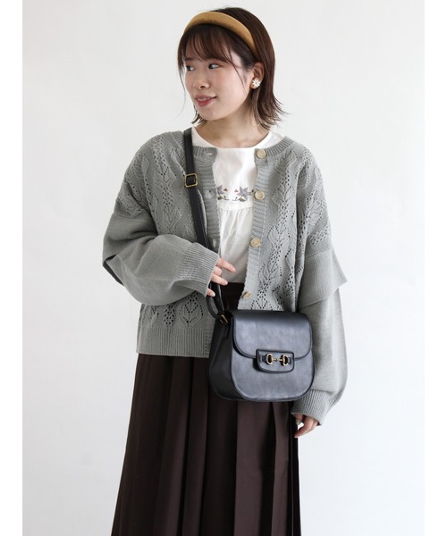 ehka sopo（エヘカソポ）の「透かし編みクルーカーディガン（カーディガン/ボレロ・レディース・ダークブラウン/ベージュ/グレー/キナリ・ﾌﾘ-）」の17枚目の写真