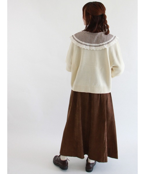 ehka sopo（エヘカソポ）の「透かし編みクルーカーディガン（カーディガン/ボレロ・レディース・ダークブラウン/ベージュ/グレー/キナリ・ﾌﾘ-）」の11枚目の写真