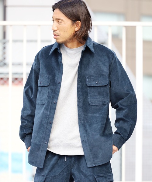 FIVE BROTHER(ファイブブラザー)の「FIVE BROTHERS/ファイブブラザーズ ベロアシャツ(シャツ/ブラウス・メンズ・ネイビー/ブラック/ブラウン・L/M)」の1枚目の写真