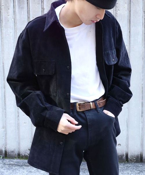 FIVE BROTHER(ファイブブラザー)の「FIVE BROTHERS/ファイブブラザーズ ベロアシャツ(シャツ/ブラウス・メンズ・ネイビー/ブラック/ブラウン・L/M)」の2枚目の写真