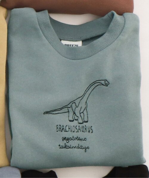 BREEZE（ブリーズ）の「恐竜刺繍トレーナー（スウェット・キッズ・オレンジ/グリーン/ネイビー/グレー/ブラック/イエロー/サックスブルー・100/110/130/140/80/90/120）」の5枚目の写真