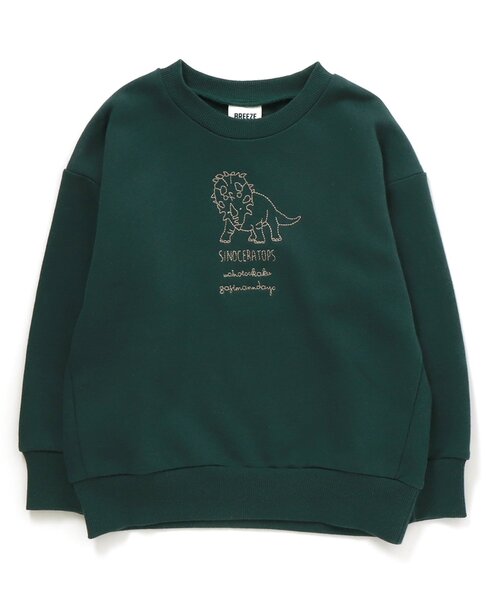 BREEZE（ブリーズ）の「恐竜刺繍トレーナー（スウェット・キッズ・オレンジ/グリーン/ネイビー/グレー/ブラック/イエロー/サックスブルー・100/110/130/140/80/90/120）」の4枚目の写真