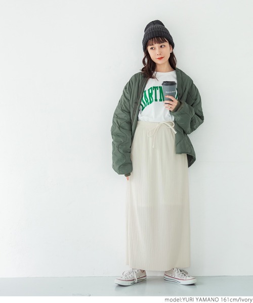 coca(coca)(コカ)の「厚手リブスカート(スカート・レディース・チャコールグレー/ブラック/ピンク/グリーン/アイボリー/キャメル・ONE SIZE)」の10枚目の写真