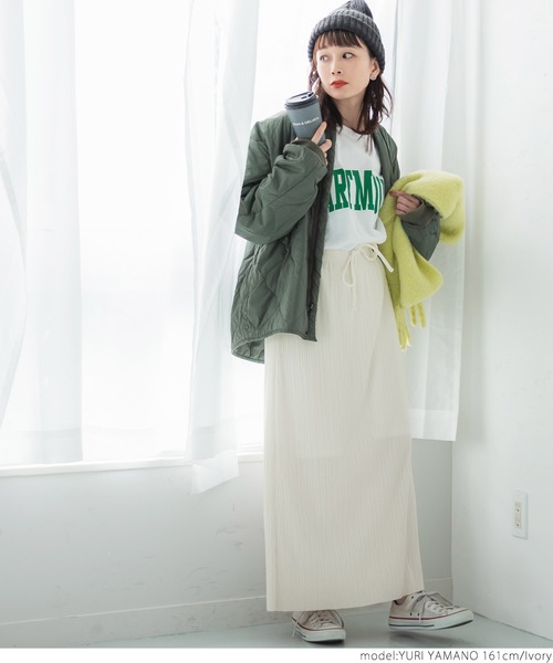 coca(coca)(コカ)の「厚手リブスカート(スカート・レディース・チャコールグレー/ブラック/ピンク/グリーン/アイボリー/キャメル・ONE SIZE)」の22枚目の写真