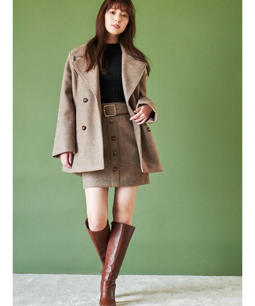 RESEXXY（リゼクシー）の「ビックカラーミディコート【セットアップ着用可能】（ピーコート・レディース・ブラック/ベージュ/アイボリー・FREE）」の3枚目の写真