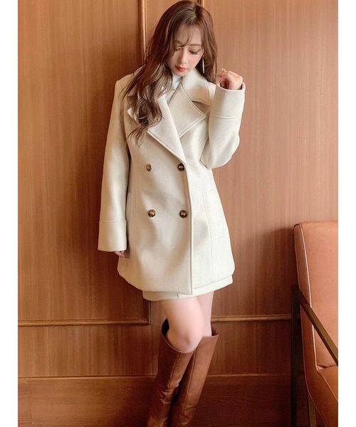 RESEXXY（リゼクシー）の「ビックカラーミディコート【セットアップ着用可能】（ピーコート・レディース・ブラック/ベージュ/アイボリー・FREE）」の2枚目の写真