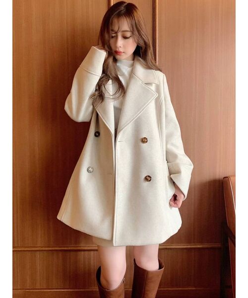 RESEXXY（リゼクシー）の「ビックカラーミディコート【セットアップ着用可能】（ピーコート・レディース・ブラック/ベージュ/アイボリー・FREE）」の5枚目の写真