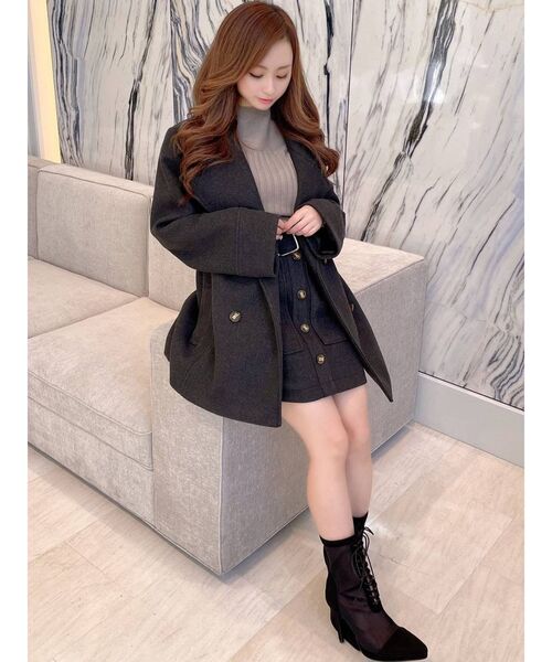 RESEXXY（リゼクシー）の「ビックカラーミディコート【セットアップ着用可能】（ピーコート・レディース・ブラック/ベージュ/アイボリー・FREE）」の14枚目の写真