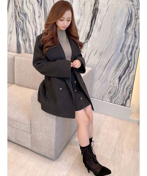 RESEXXY（リゼクシー）の「ビックカラーミディコート【セットアップ着用可能】（ピーコート・レディース・ブラック/ベージュ/アイボリー・FREE）」の16枚目の写真