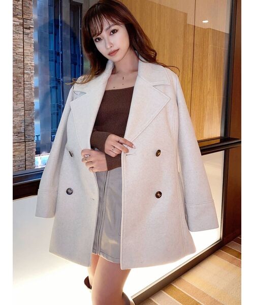 RESEXXY（リゼクシー）の「ビックカラーミディコート【セットアップ着用可能】（ピーコート・レディース・ブラック/ベージュ/アイボリー・FREE）」の18枚目の写真